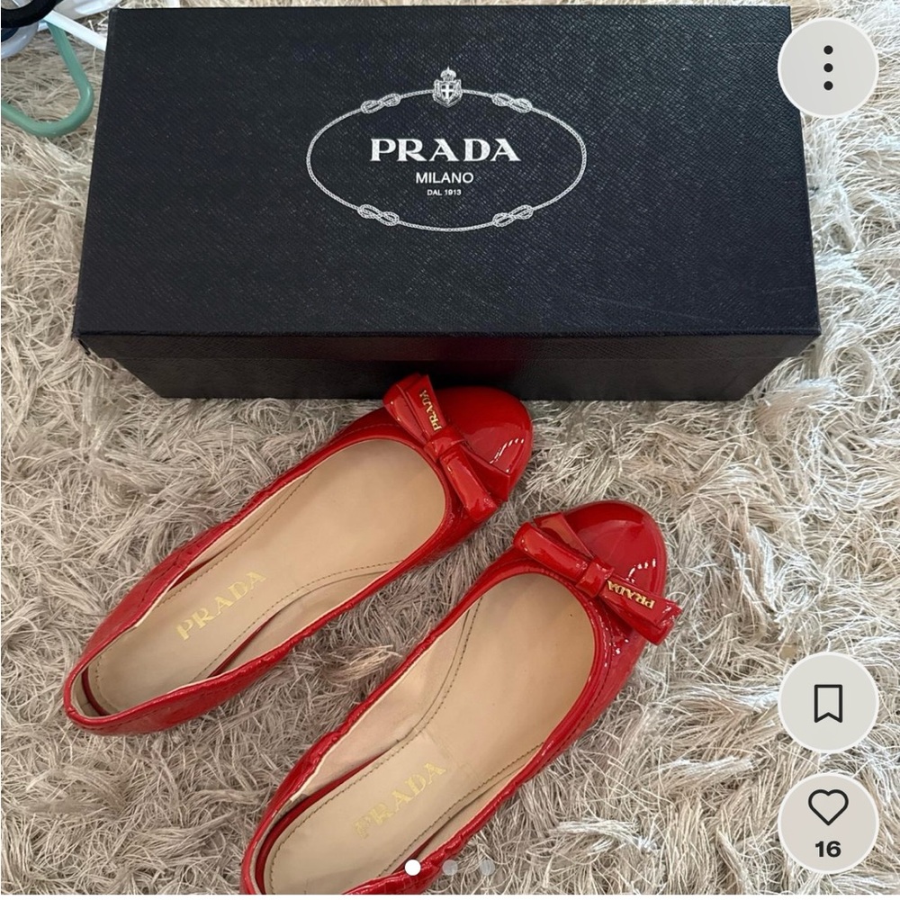 Prada Women's Vibrant Red Flats